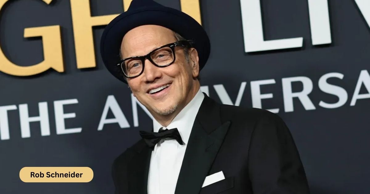 Rob Schneider Biography 2026 featuring the American comedian and actor Image shows Rob Schneider during a stand-up comedy performance Highlights his career, age, height, and family background
