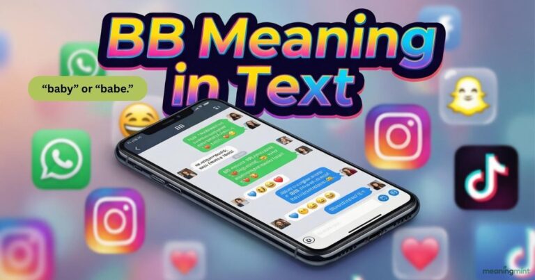BB Meaning in Text shown on a smartphone chat screen Colorful message bubbles displaying BB slang usage Illustration explaining BB Meaning in Text
