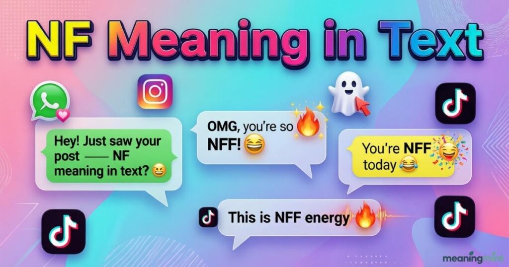 Social media examples illustrating NF Meaning in Text.
Includes captions, emojis, and hashtags for clear understanding.
Demonstrates casual texting and messaging app usage.